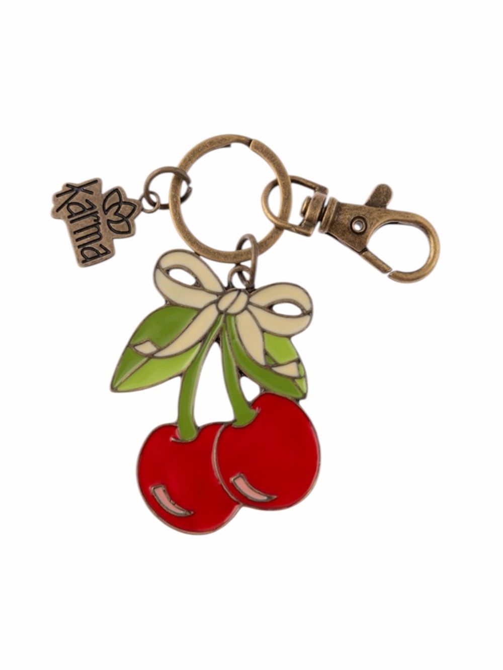 Karma Modern Red Cherries Enamel Keychain/Bag Charm NWT